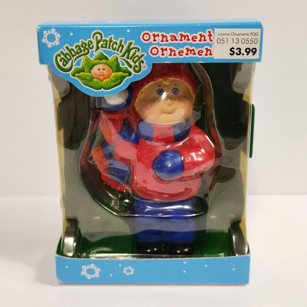 Cabbage Patch Kids Christmas Ornament Boy Throwing Snowball 2005 New In Box 4”